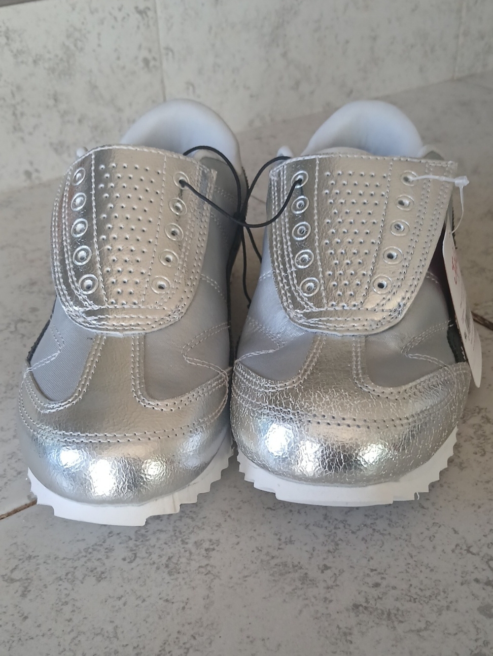 Justice Silver Metallic Slip-On Kids Sneakers